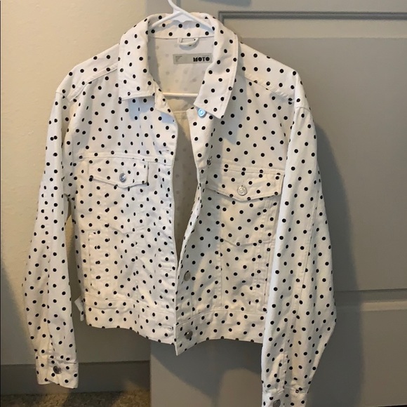 Topshop Polkadot Denim Jacket 
